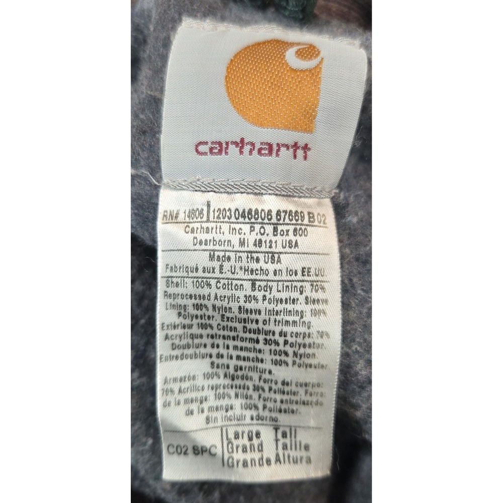 Vintage Carhartt C02 SPC Chore Jacket Mens Large Tall Spruce Green Lined USA - Picture 8 of 8